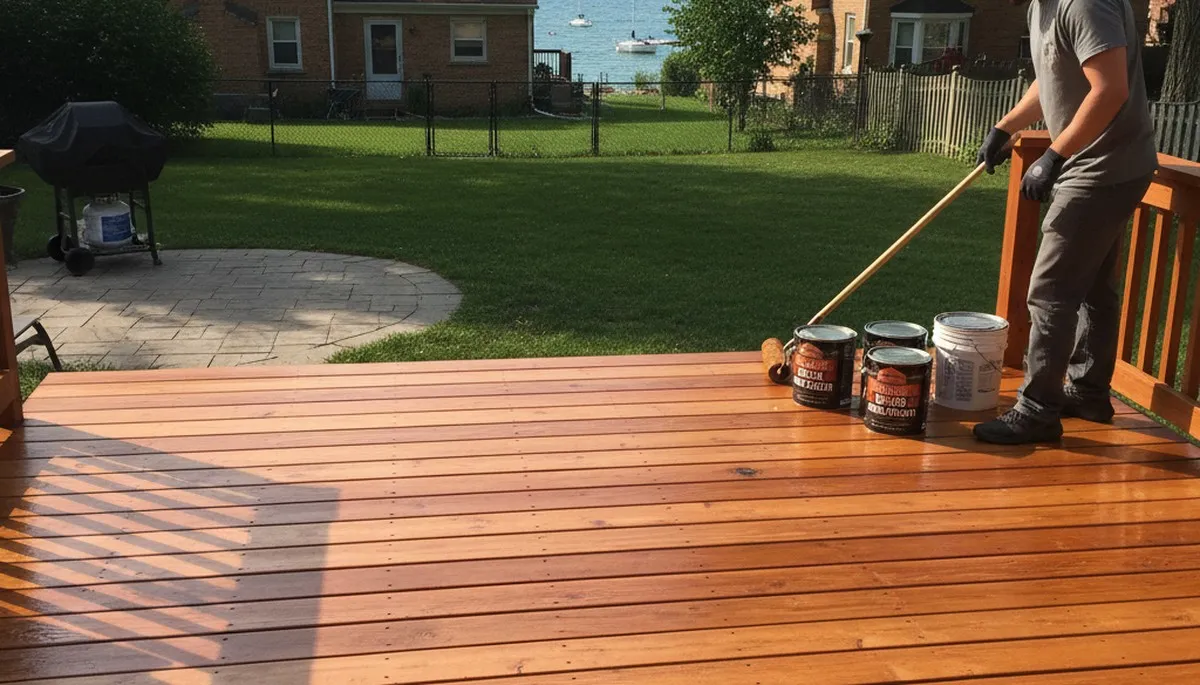 Professional deck staining in Milwaukee, WI enhancing wood color and protecting against moisture and UV damage