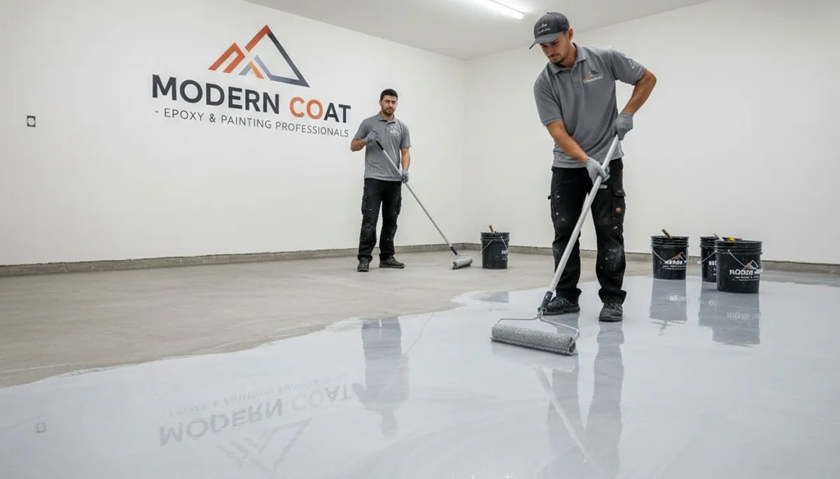 Professional epoxy floor coating in Milwaukee WI garage by local house painting experts